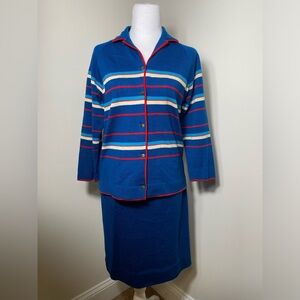 Vintage Cortina Knits 100% Virgin Wool Womens 2 Piece Suit 10 see measurements